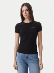 Tommy Jeans T-Shirt Ess Logo DW0DW23479 Czarny Slim Fit. Czarne t-shirty damskie Tommy Jeans, m, bez wzorów, z bawełny, bez kołnierzyka. Za 129.99 zł.