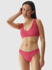 4F Góra od bikini damska - różowa XS. Czerwone bikini 4F, bez wzorów, z elastanu. W wyprzedaży za 29.99 zł.