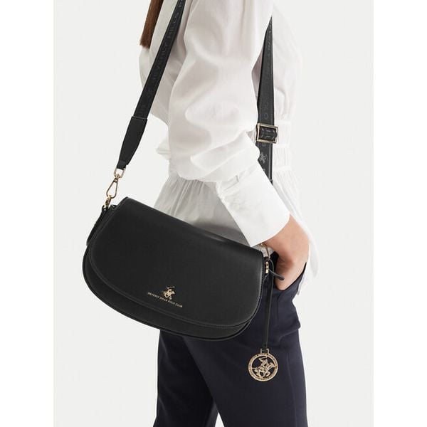 Torebka Beverly Hills Polo Club. Czarne listonoszki damskie Beverly Hills Polo Club, bez wzorów, bez dodatków. Za 128.99 zł.