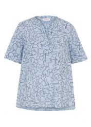 Bluzka tunikowa. Niebieskie bluzki damskie bonprix, bez wzorów, bez kołnierzyka, bez ramiączek. Za 79.99 zł.