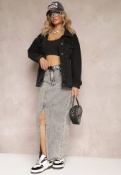 Szara Spódnica Jeansowa Maxi z Paskiem Mullese. Szare spódnice damskie Renee, m, bez wzorów, z jeansu, klasyczne, maxi. Za 139.99 zł.
