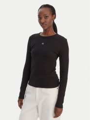 Calvin Klein Jeans Bluzka LV047E205G Czarny Slim Fit. Czarne bluzki damskie Calvin Klein Jeans, m, bez wzorów, z bawełny, bez kołnierzyka, bez ramiączek. Za 209.99 zł.