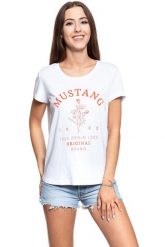 MUSTANG T SHIRT DAMSKI Alina C Print 1009870 2045. Białe t-shirty damskie Mustang, s, bez wzorów, bez kołnierzyka. W wyprzedaży za 39.99 zł.