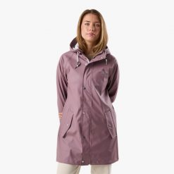 Kurtka przeciwdeszczowa turystyka damska Swedemount Väderöarna Coat wodoodporna. Fioletowe kurtki damskie SWEDEMOUNT, xl, bez wzorów, z materiału, z kapturem. Za 251.99 zł.