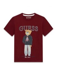 Guess T-Shirt L6YI19 K3750 Bordowy Regular Fit. Czerwone t-shirty i koszulki chłopięce Guess, z aplikacjami, z bawełny, bez kołnierzyka, bez ramiączek. Za 94.99 zł.
