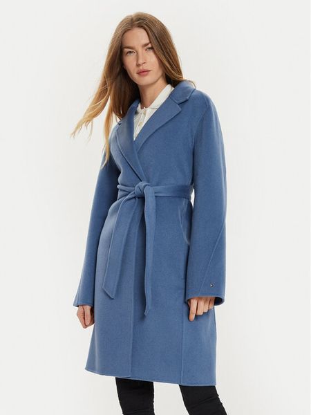 Tommy Hilfiger Płaszcz wełniany WW0WW43603 Niebieski Regular Fit. Niebieskie płaszcze damskie Tommy Hilfiger, na zimę, bez wzorów, z syntetyku, bez kaptura. Za 1,019.00 zł.
