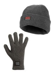 Zestaw zimowy dla kobiet - czapka + rękawiczki -. Szare czapki damskie HEAT KEEPER, na zimę, bez wzorów, z dzianiny. Za 121.48 zł.