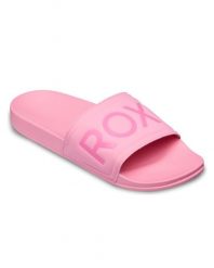 Klapki damskie SLIPPY II. Czerwone klapki damskie Roxy, bez wzorów, z gumy, bez obcasa, bez zapięcia. Za 109.99 zł.