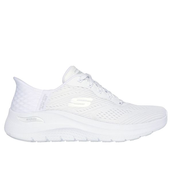 Sneakersy damscy Skechers Arch Fit 2.0 Slip-Ins. Białe obuwie sportowe damskie Skechers, bez zapięcia, do biegania, Skechers Sport. Za 489.99 zł.