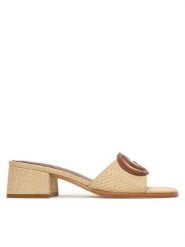 Guess Klapki FLJCN2 ELE03 Beżowy. Brązowe klapki damskie Guess, z aplikacjami, z syntetyku, bez obcasa, bez zapięcia. Za 449.99 zł.