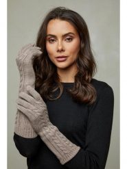 Soft Cashmere Rękawiczki w kolorze beżowym rozmiar: onesize. Brązowe rękawiczki damskie Soft Cashmere, bez wzorów, prążkowane. Za 86.99 zł.