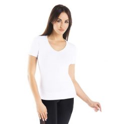 Koszulka T-shirt bawełniana Teyli Deko-V. Czarne koszulki damskie Teyli, xs, bez wzorów, z bawełny, bez kołnierzyka, bez ramiączek. Za 79.99 zł.