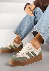 Zielono-Beżowe Sneakersy Tenisówki na Kauczukowej Podeszwie Ardisora. Zielone obuwie sportowe damskie Renee, z kauczuku, bez zapięcia, tenisowe. Za 89.99 zł.