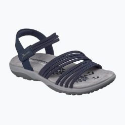 Sandały damskie SKECHERS Reggae Slim Coffee Run. Niebieskie sandały damskie Skechers, bez wzorów, bez obcasa, bez zapięcia. Za 289.99 zł.