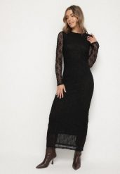 Czarna Dopasowana Sukienka Koronkowa z Długim Rękawem Zenika. Czarne sukienki damskie Born2be, bez wzorów, z futra, eleganckie, bez ramiączek. Za 149.99 zł.