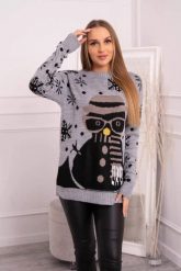 Sweter świąteczny z bałwanem szary. Szare swetry klasyczne damskie KESI, l, z wełny, bez kołnierzyka, plus size. Za 125.45 zł.