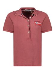 Geographical Norway Koszulka polo w kolorze czerwonym rozmiar: L. Czerwone bluzki damskie Geographical Norway, l, bez wzorów, z bawełny, bez kołnierzyka, bez ramiączek. Za 96.60 zł.