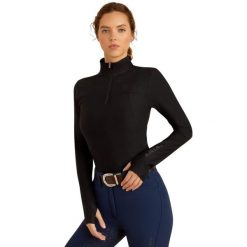 Kurtka jeździecka 1/4 zamek kobiet Ariat Lowell 3.0. Czarne kurtki damskie Ariat, na lato, s, bez wzorów, z dzianiny, bez kaptura. Za 273.50 zł.
