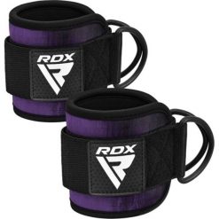 Paski z hakami na kostkę RDX A4 Ankle Straps For Gym Cable Machine. Fioletowe paski damskie RDX SPORTS, bez wzorów. Za 79.99 zł.