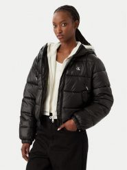 Calvin Klein Jeans Kurtka zimowa LV047G507G Czarny Cropp Fit. Czarne kurtki damskie Calvin Klein Jeans, na zimę, xl, bez wzorów, z jeansu, bez kaptura. Za 849.99 zł.