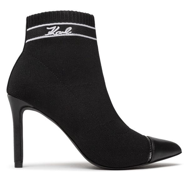 Botki KARL LAGERFELD. Czarne botki damskie KARL LAGERFELD, bez obcasa, na szpilce, bez zapięcia. Za 469.99 zł.