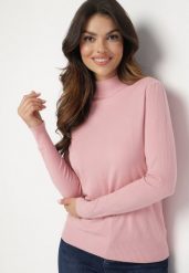 Jasnoróżowy Klasyczny Golf Alotta. Czerwone golfy damskie Born2be, m, bez wzorów, z jeansu, bez ramiączek. Za 39.99 zł.