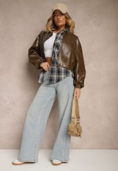 Jasnoniebieskie Jeansy Wide Leg High Waist Sesionis. Niebieskie jeansy damskie Renee, bez wzorów, z jeansu. Za 109.99 zł.
