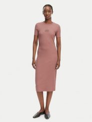 Calvin Klein Jeans Sukienka letnia LV044F241G Brązowy jasny Slim Fit. Brązowe sukienki damskie Calvin Klein Jeans, bez wzorów, z bawełny, bez ramiączek. Za 409.99 zł.