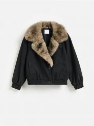 Kurtka oversize - czarny. Czarne kurtki damskie Reserved, l, bez wzorów, z tkaniny, bez kaptura. Za 299.99 zł.