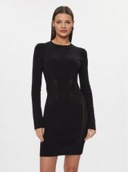 Patrizia Pepe Sukienka dzianinowa 8A1295/K7I5-K103 Czarny Slim Fit. Czarne sukienki damskie Patrizia Pepe, bez wzorów, z dzianiny, bez ramiączek. Za 1,809.00 zł.