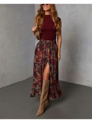 Milan Kiss Spódnica w kolorze czerwonym rozmiar: XL. Czerwone spódnice damskie Milan Kiss, xl, bez wzorów, z wiskozy, maxi. Za 152.99 zł.