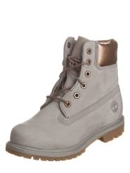 Timberland Skórzane botki w kolorze szarym rozmiar: 37,5. Szare botki damskie Timberland, bez obcasa, bez zapięcia. Za 281.10 zł.