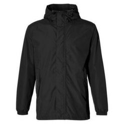 Rowerowa kurtka przeciwdeszczowa Hoga unisex, kruczoczarna. Czarne kurtki damskie BASIL, bez wzorów, z materiału, bez kaptura. Za 419.90 zł.