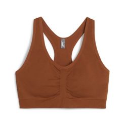 Stanik sportowy damski Puma. Brązowe biustonosze sportowe damskie Puma, bez wzorów, z syntetyku. Za 290.00 zł.