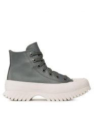 Converse Botki Chuck Taylor All Star Lugged 2.0 Hi A02878C Szary. Szare botki damskie Converse, ze skóry, retro, bez obcasa, na płaskiej podeszwie, bez zapięcia. Za 399.99 zł.