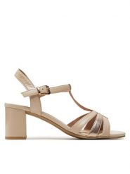 Caprice Sandały 9-28308-42 Beżowy. Brązowe sandały damskie Caprice, bez wzorów, ze skóry, bez obcasa, na słupku, bez zapięcia. Za 244.99 zł.