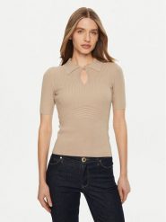 Guess Sweter W5RR10 Z2Y72 Beżowy Regular Fit. Brązowe swetry klasyczne damskie Guess, xl, z wiskozy, bez kołnierzyka. Za 169.99 zł.