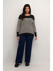 KAFFE curve Sweter w kolorze czarno-kremowym rozmiar: L. Czarne swetry klasyczne damskie KAFFE curve, l, bez kołnierzyka. Za 69.99 zł.