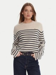 Tommy Hilfiger Sweter WW0WW46438 Écru Regular Fit. Swetry klasyczne damskie Tommy Hilfiger, m, z wełny, bez kołnierzyka. Za 559.99 zł.