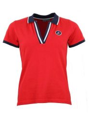 Peak Mountain Koszulka polo w kolorze czerwonym rozmiar: XL. Czerwone bluzki damskie Peak Mountain, xl, bez wzorów, bez kołnierzyka, bez ramiączek. Za 73.99 zł.