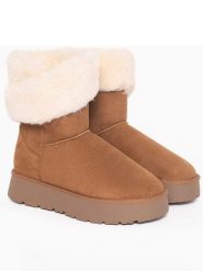 ISLAND BOOT Botki zimowe "Arine" w kolorze jasnobrązowym rozmiar: 41. Brązowe botki damskie Island Boot, na zimę, z materiału, bez obcasa, na platformie, bez zapięcia. Za 165.99 zł.