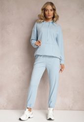Niebieski Komplet Dresowy z Bluzą i Spodniami Ciranova. Niebieskie bluzy damskie Renee, m, bez wzorów, z dresówki, z kapturem. Za 69.99 zł.