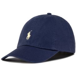 Czapka z daszkiem Polo Ralph Lauren. Niebieskie czapki z daszkiem damskie Polo Ralph Lauren, bez wzorów. Za 119.99 zł.