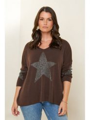Curvy Lady Sweter w kolorze brązowym rozmiar: 44/46. Brązowe swetry klasyczne damskie Curvy Lady, bez kołnierzyka. Za 119.12 zł.
