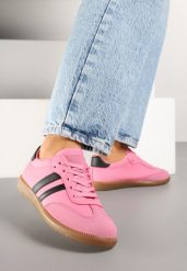 Różowe Sneakersy w Stylu Tenisówek z Przeszyciami Tanilea. Czerwone obuwie sportowe damskie Born2be, na wiosnę, bez zapięcia, tenisowe. Za 59.99 zł.