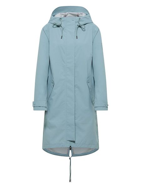 ELBSAND Płaszcz przeciwdeszczowy "Yunea" w kolorze błękitnym rozmiar: L. Niebieskie płaszcze damskie ELBSAND, l, bez wzorów, z materiału, bez kaptura. Za 345.36 zł.