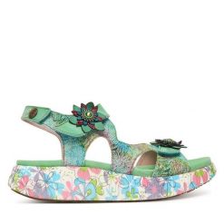 Sandały Laura Vita. Niebieskie sandały damskie LAURA VITA, bez wzorów, bez obcasa, na płaskiej podeszwie, bez zapięcia. Za 459.99 zł.