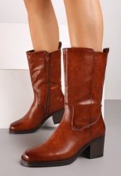Brązowe Botki na Obcasie w Stylu Sztybletów z Lekkim Ociepleniem Terelle. Brązowe botki damskie Born2be, z jeansu, eleganckie, bez obcasa, na obcasie, bez zapięcia. Za 169.99 zł.