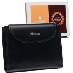 Portfel skórzany Peterson PTN RD-357-GCL-M czarny. Czarne portfele damskie Peterson, bez wzorów, ze skóry. Za 74.99 zł.