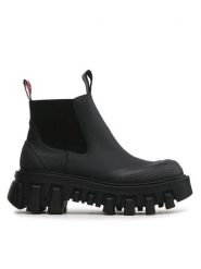 Tommy Jeans Sztyblety Tjw Rubber Rain Boot EN0EN02234 Czarny. Czarne botki damskie Tommy Jeans, z jeansu, bez obcasa, na płaskiej podeszwie, bez zapięcia. Za 569.99 zł.